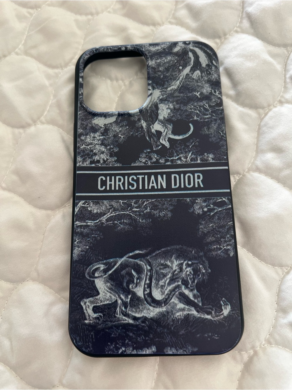 Dior Black & White 'Christian Dior' Lion Graphic iPhone 13 pro Max Case